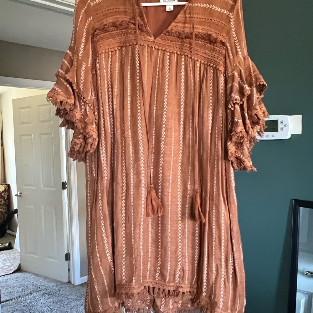 Bohemian Brown Tassel Dress